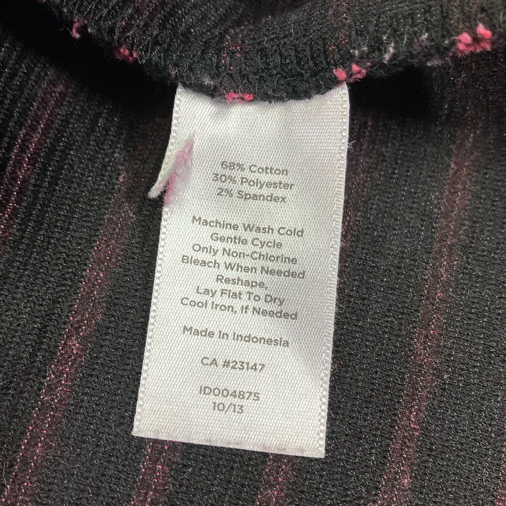 Talbots Womens Black & Pink Striped Short Sleeve Fit & Flare Knee Length Dress 6